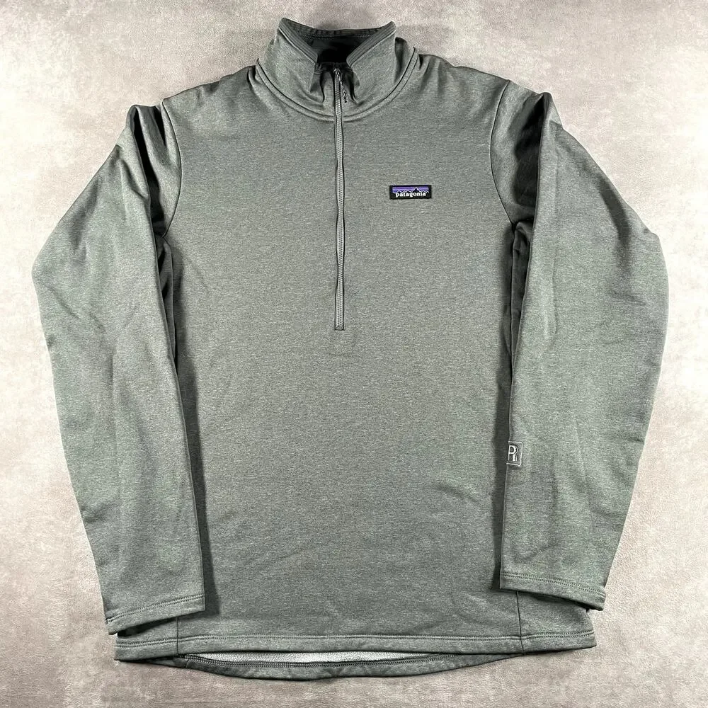 Patagonia MEN'S R1 Regulator Daily Zip-Neck Pullover Sz Medium Grey Sweater